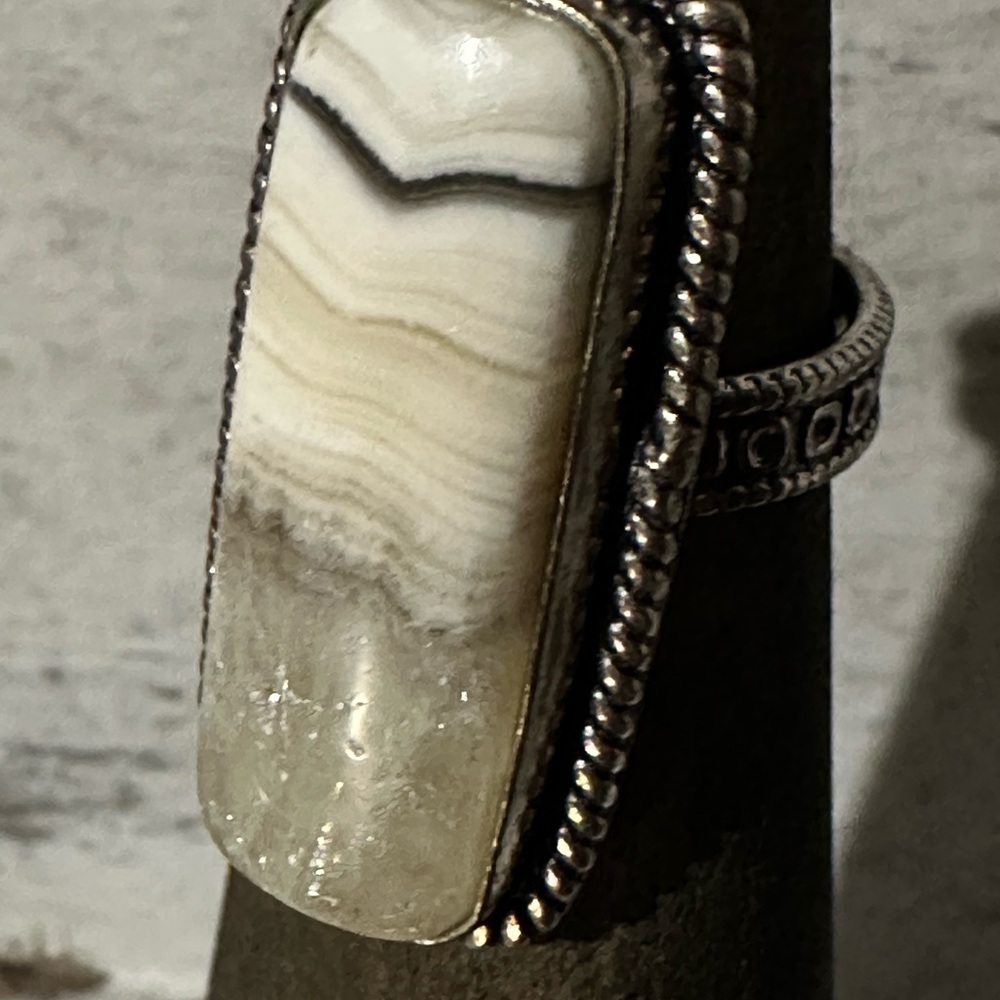 Natural Zebra Calcite Ring